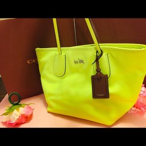 Coach Neon Green Large Purse
